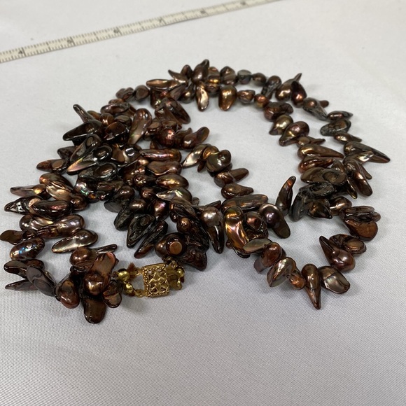 Gorgeous vintage double strand bronze Keshi teeth pearls - Picture 6 of 7